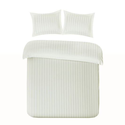 Satijn Streep Dekbedovertrek Ivoor