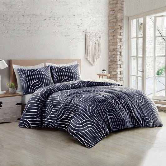 Dekbedovertrek Graphic Velvet Navy