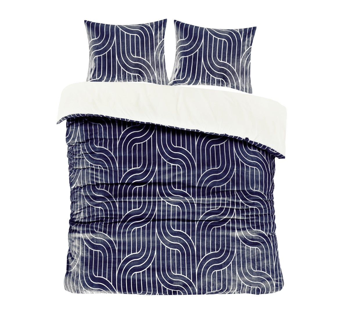 Dekbedovertrek Graphic Velvet Navy