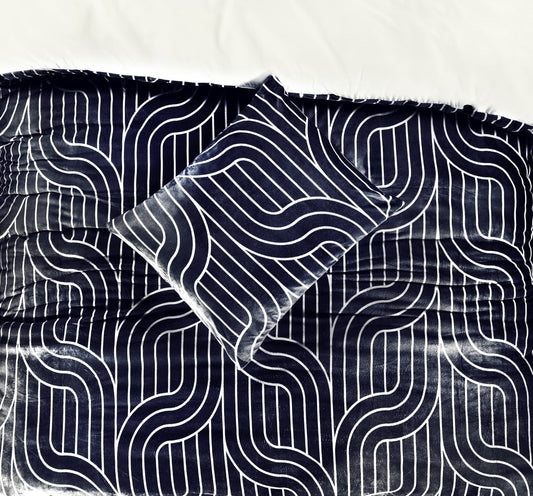 Dekbedovertrek Graphic Velvet Navy