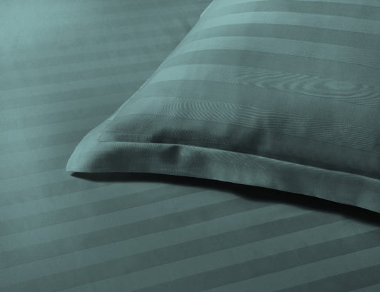 Dekbedovertrek Satijn Streep Donkergroen