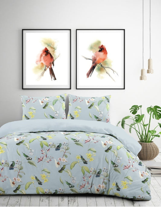 Dekbedovertrek Bird Song Blauw