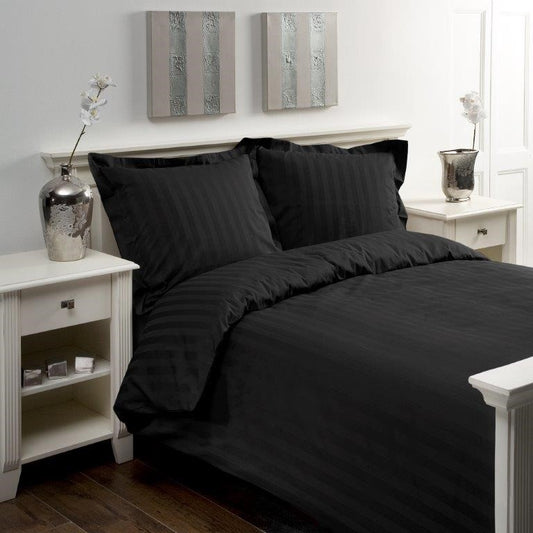 Dekbedovertrek Satijn Streep Zwart