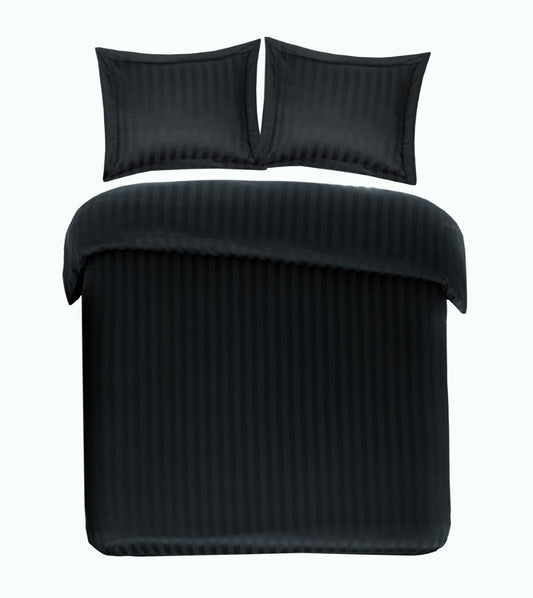 Dekbedovertrek Satijn Streep Zwart